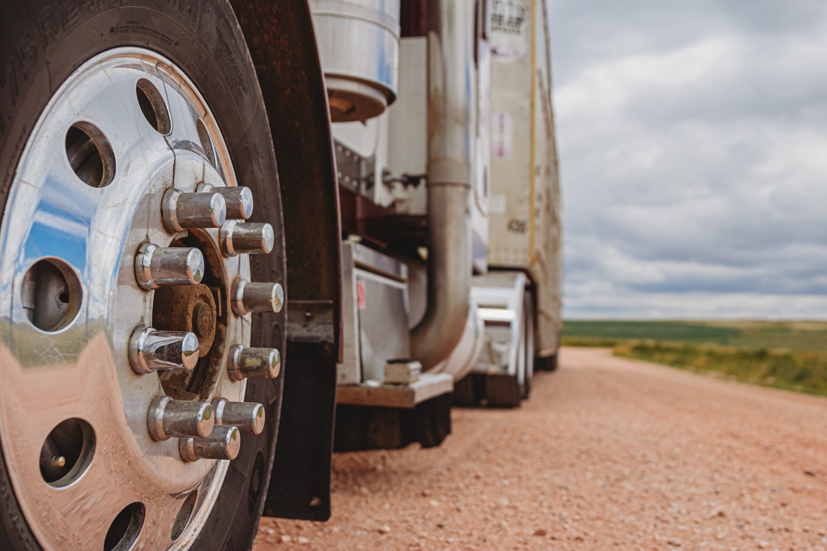 Closeup of truck front wheel