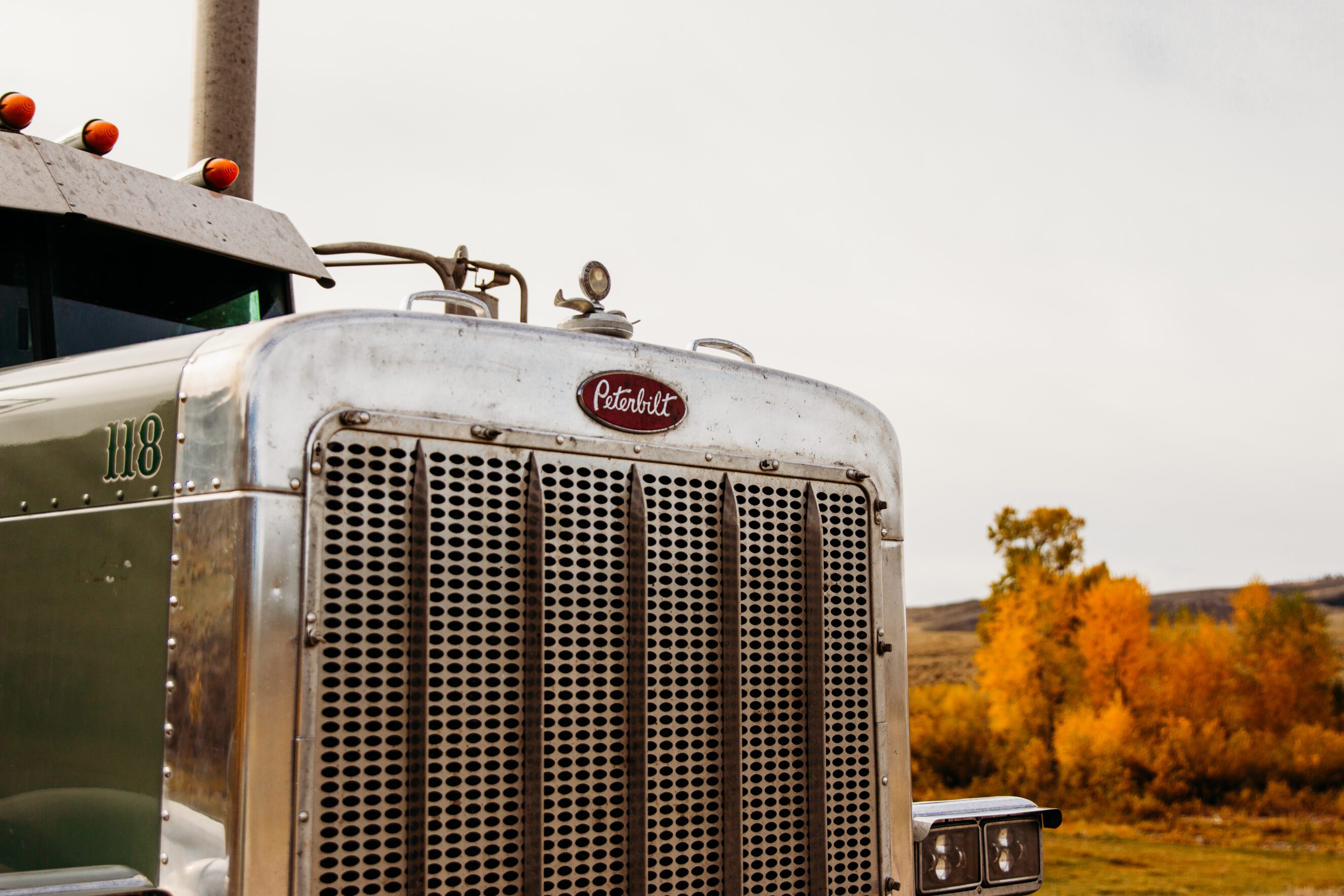 Closeup of truck's front grill